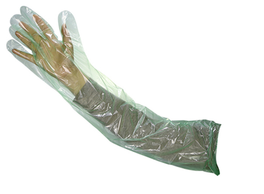 Guanti di plastica eliminabili su misura, materiale lungo del LDPE dei guanti veterinari