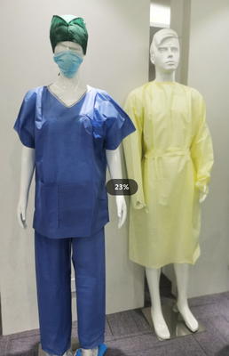 L'ospedale di SMS eliminabile sfrega i vestiti con colore blu delle brevi maniche